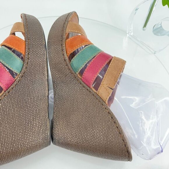 Born Women's Lumi Sandal Size 10 Wedge Platform Slide Strappy Multicolor Leather - Picture 12 of 16